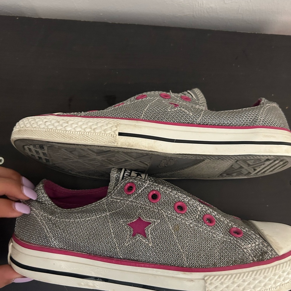 Gray and Pink Kids Shoes